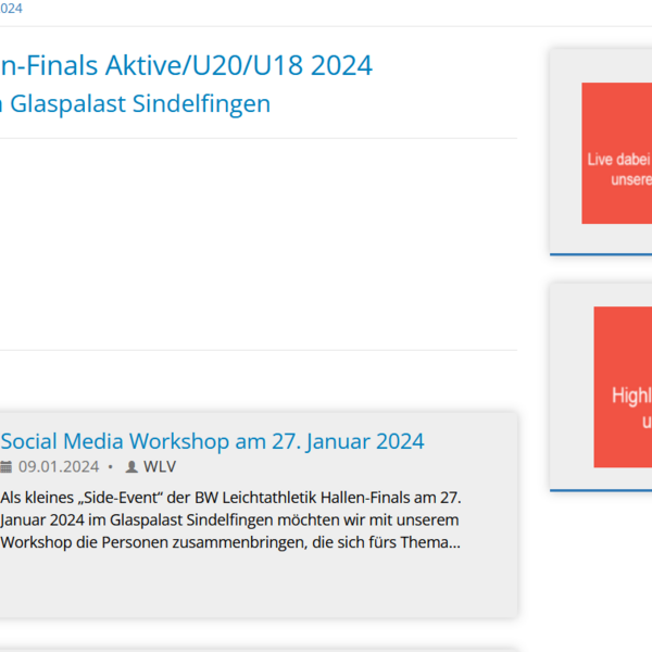 Eventseite zu BW Leichtathletik Hallen-Finals ist online