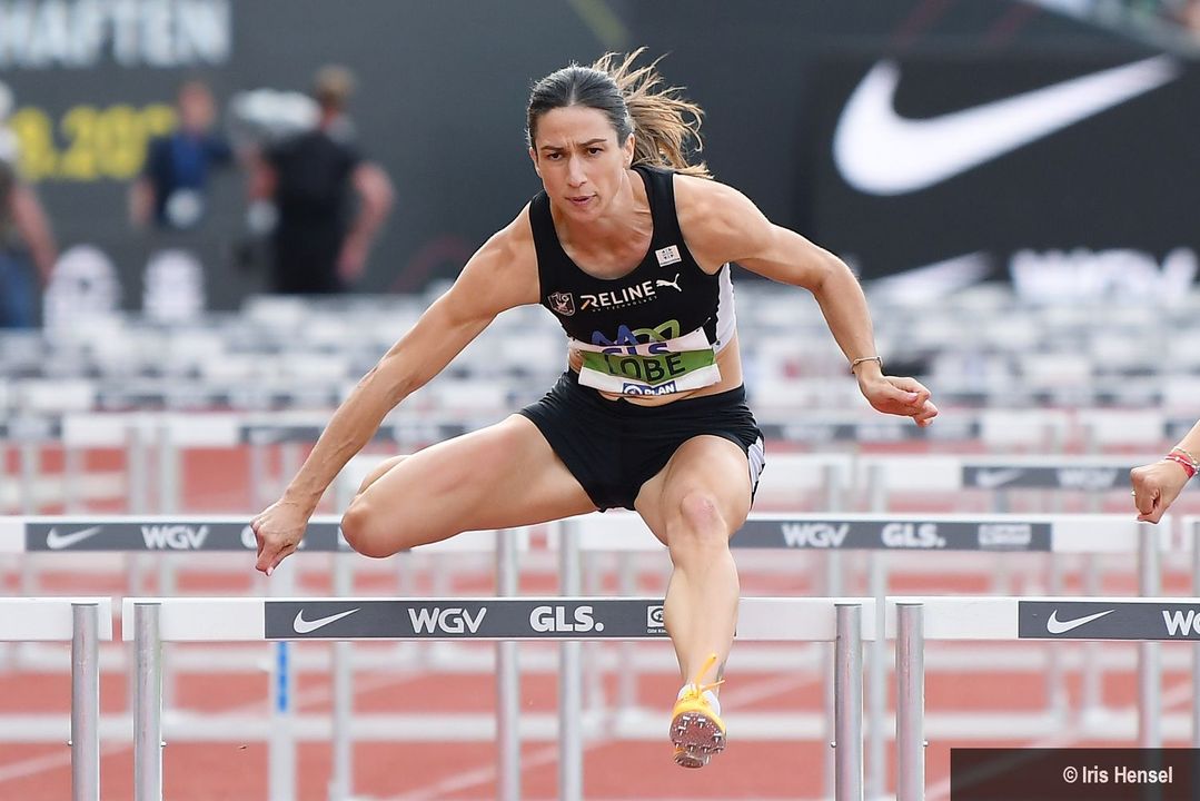 Ricarda Lobe (MTG Mannheim) gewinnt Gold über 100 Meter Hürden 