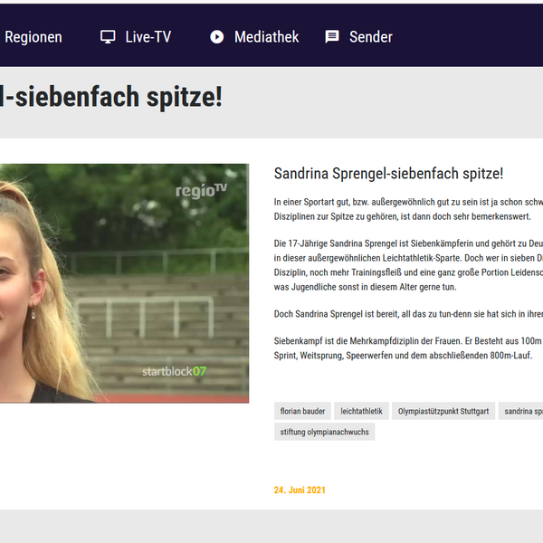 Sandrina Sprengel bei regioTV